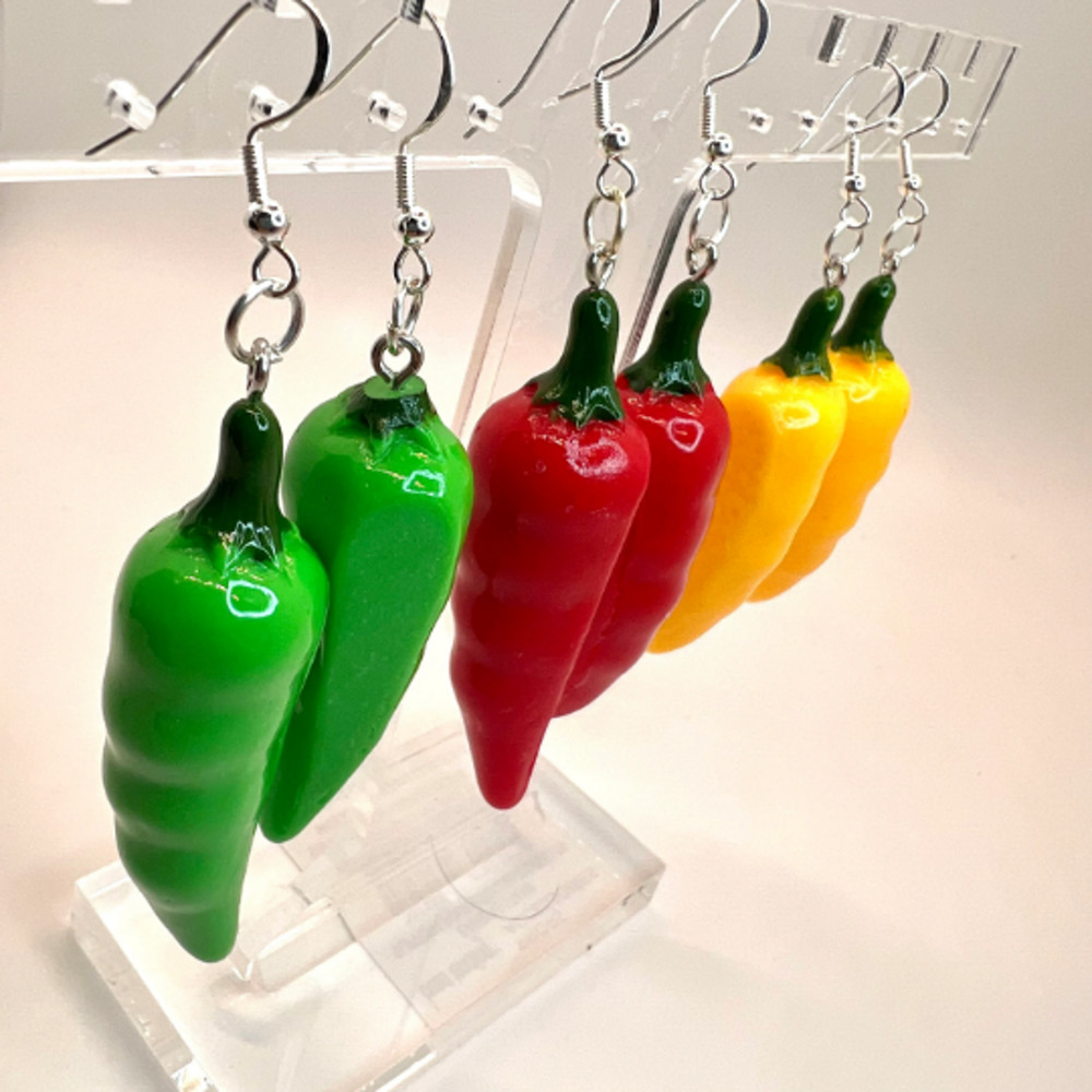 Pepper Earrings - Jalapeno Earrings - Food Earrings - Chef Earrings - Picture 2 of 10